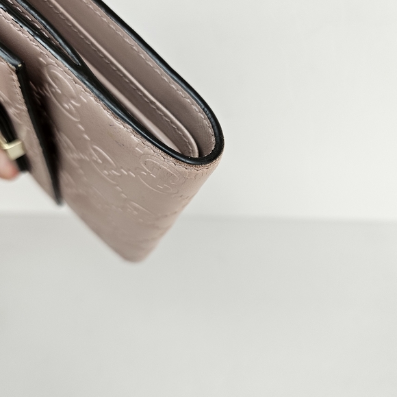 100% Authentic GUCCI GG Pattern Guccissima Bifold Wallet Leather Pink Preloved - Picture 14 of 15